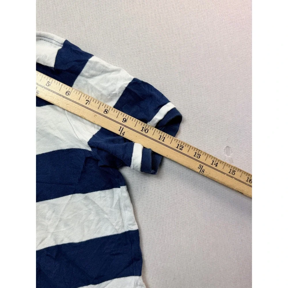 Old Navy Polo Shirt Kids Extra Large 14-16 Blue White Excellent Striped Pique